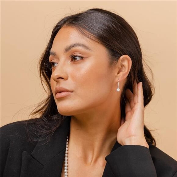 Handpicked Quality Freshwater Cultured Pearl Earrings Dangle Stud Pearl Earrings - Picture 2 of 6